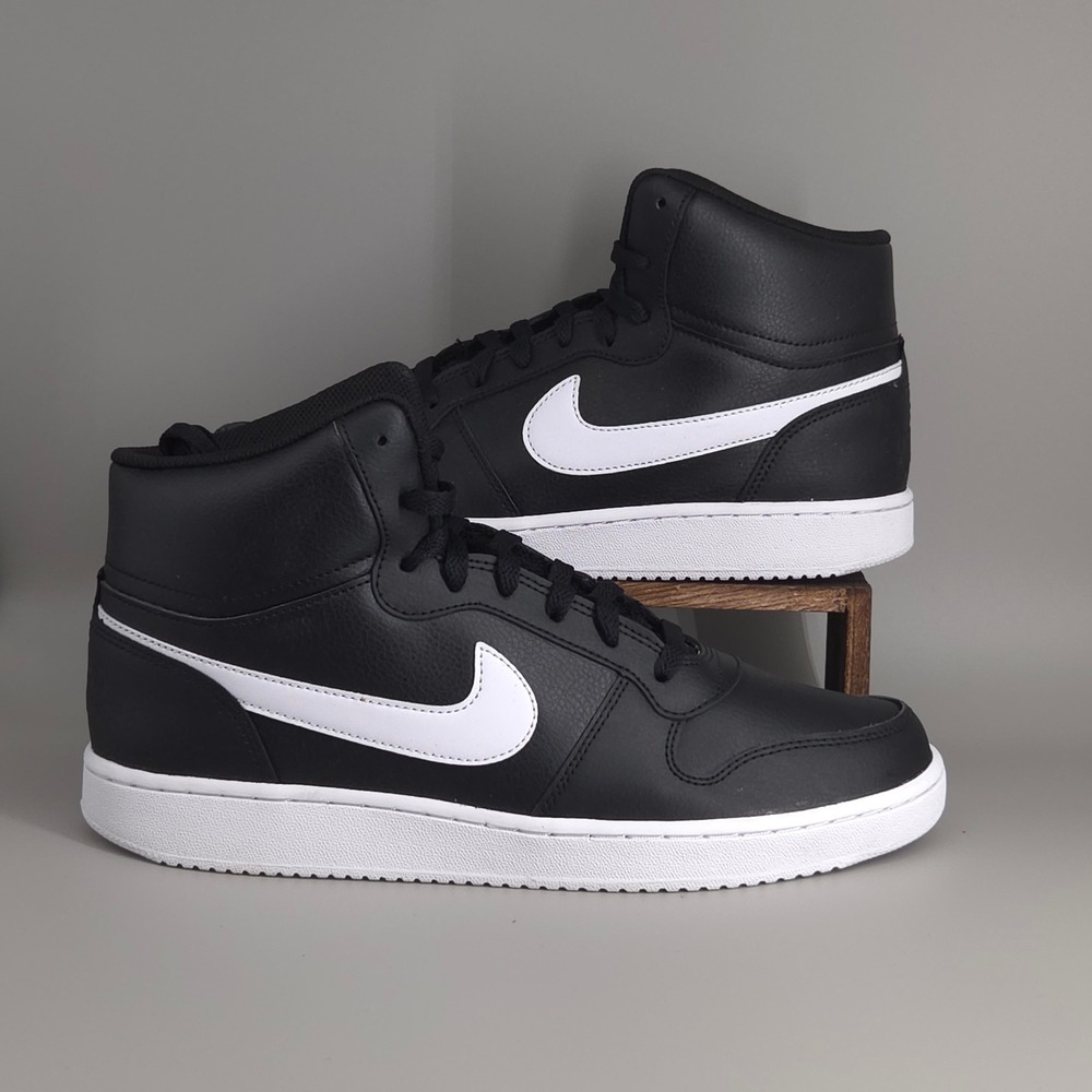 Nike Ebernon Mid Mens Size‎ 10 Black White Sneakers Retro Basketball AQ1773-002